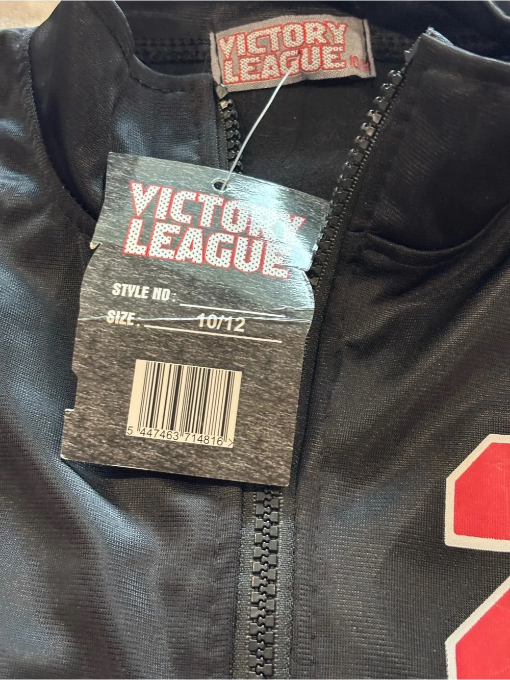 Victor League Black Track Jacket with Red & White Stripes
